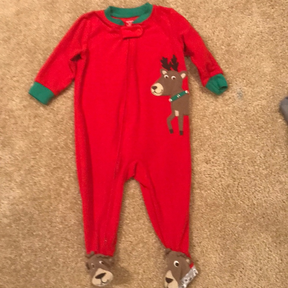 🎄 Carters fleeced footed Rudolph pajamas 🎄